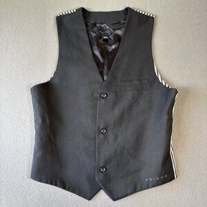 Volcom Waistcoat Mens Size M Black Formal CORPO CLASS Wedding Dress Vest Suit